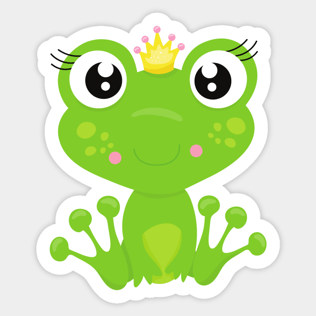 Cute Frog, Green Frog, Frog Princess, Crown Sticker by Jelena Dunčević